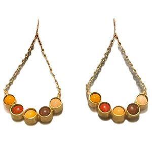 Unique, beautiful, earrings. Gold plate bezel set natural stones.
